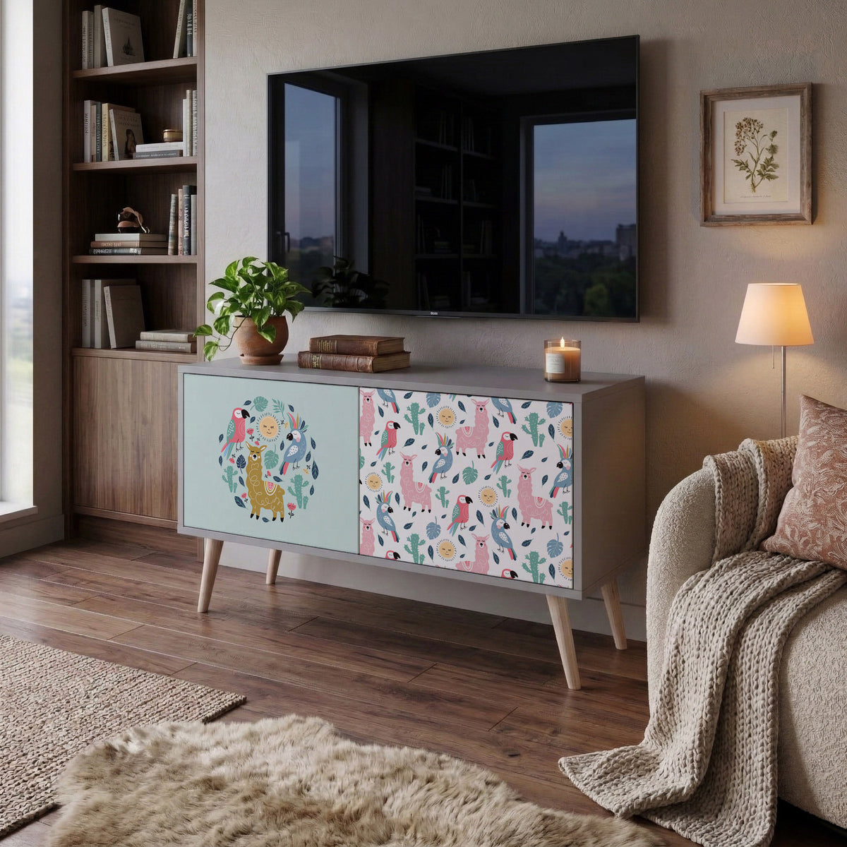 COLORFUL ALPACAS Kompaktní dvoudveřový TV stolek