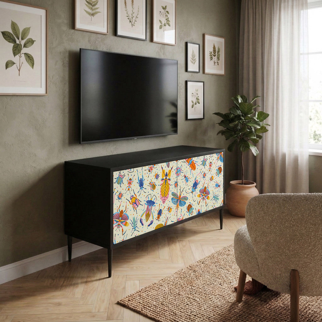 COLORFUL INSECTS Kompaktní dvoudveřový TV stolek