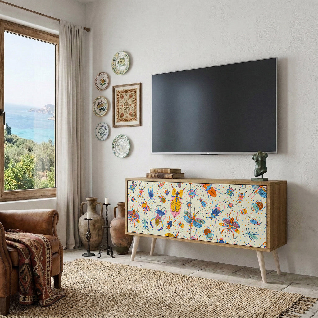 COLORFUL INSECTS Kompaktní dvoudveřový TV stolek