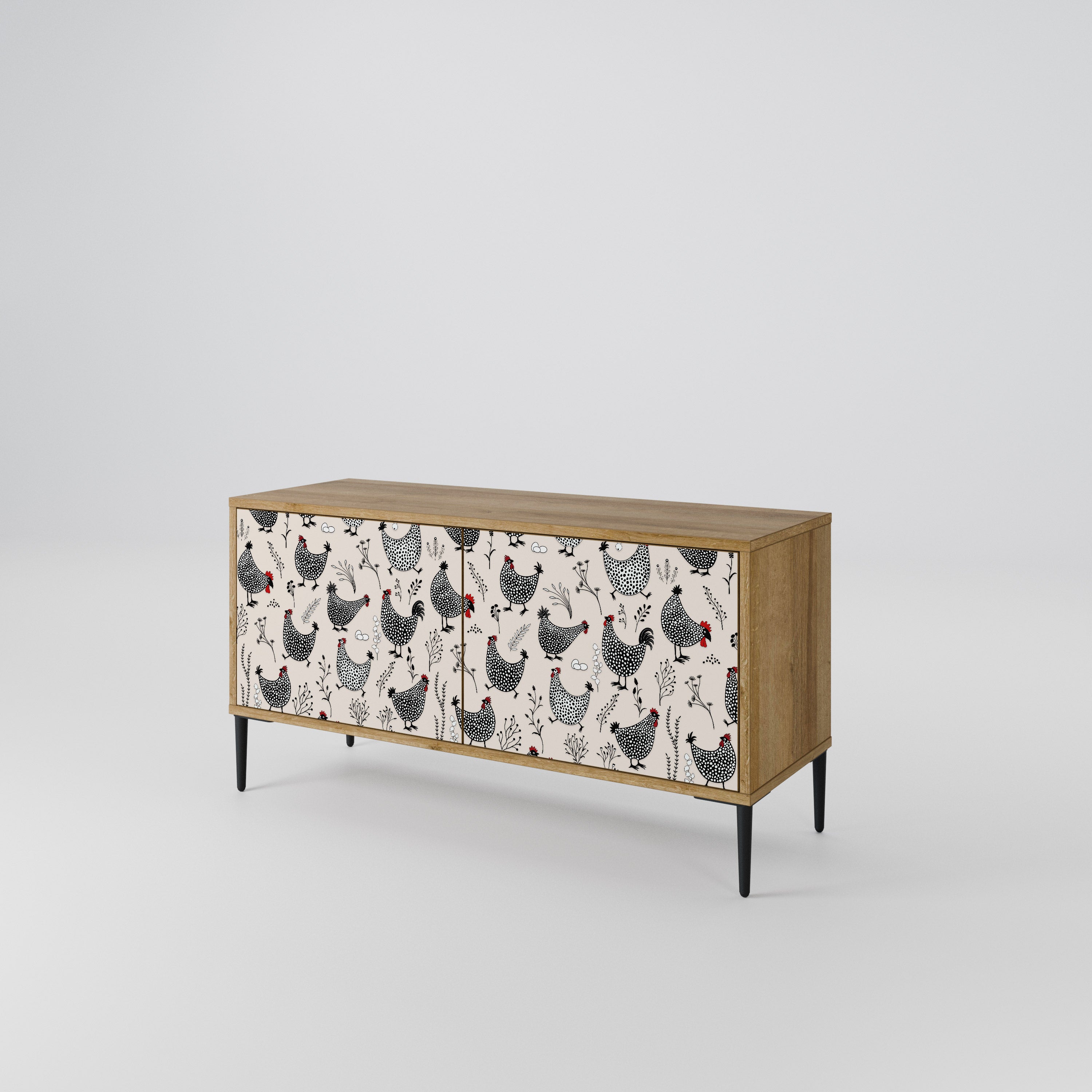 HAPPY HENS Compact 2-Door TV Cabinet