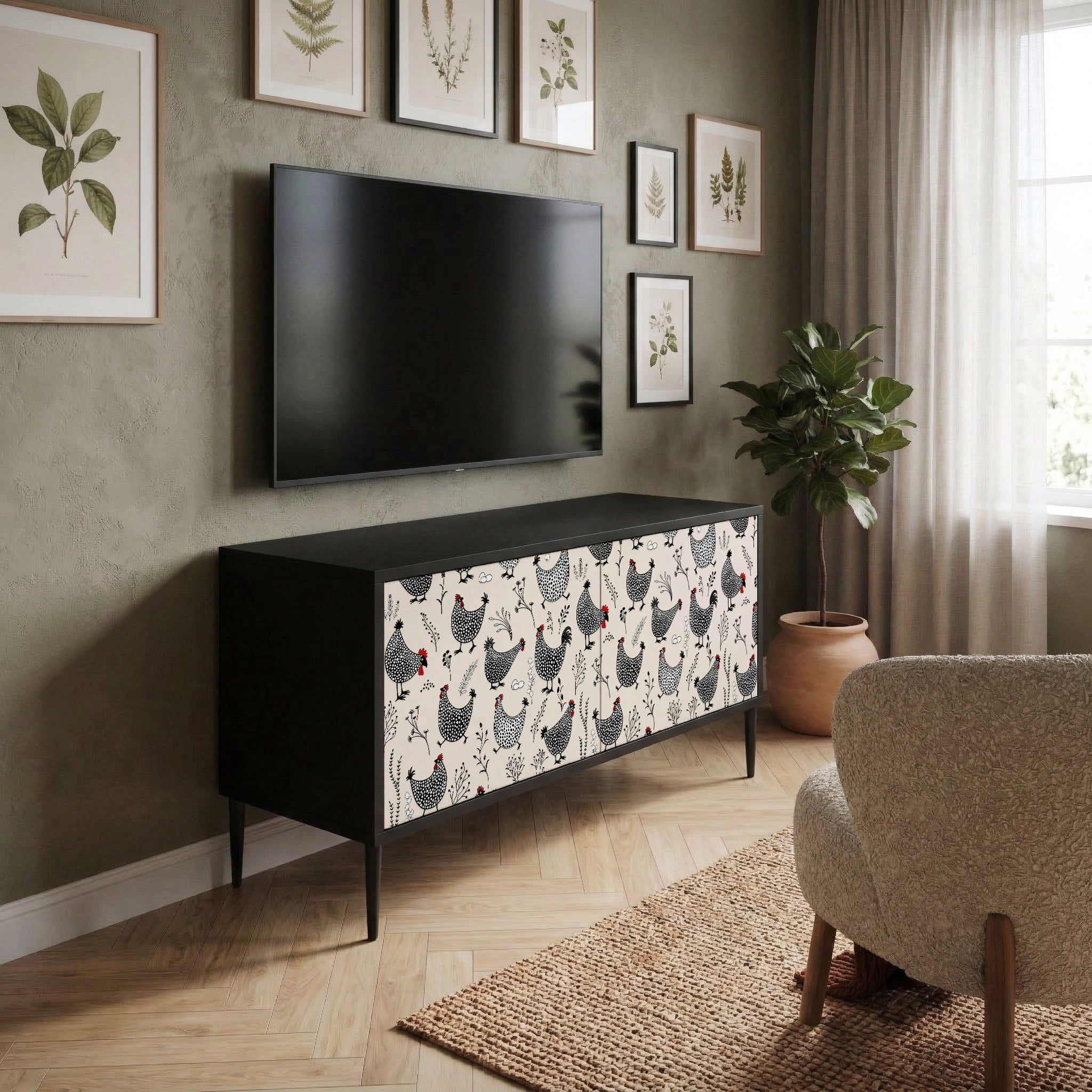 HAPPY HENS Kompaktní dvoudveřový TV stolek