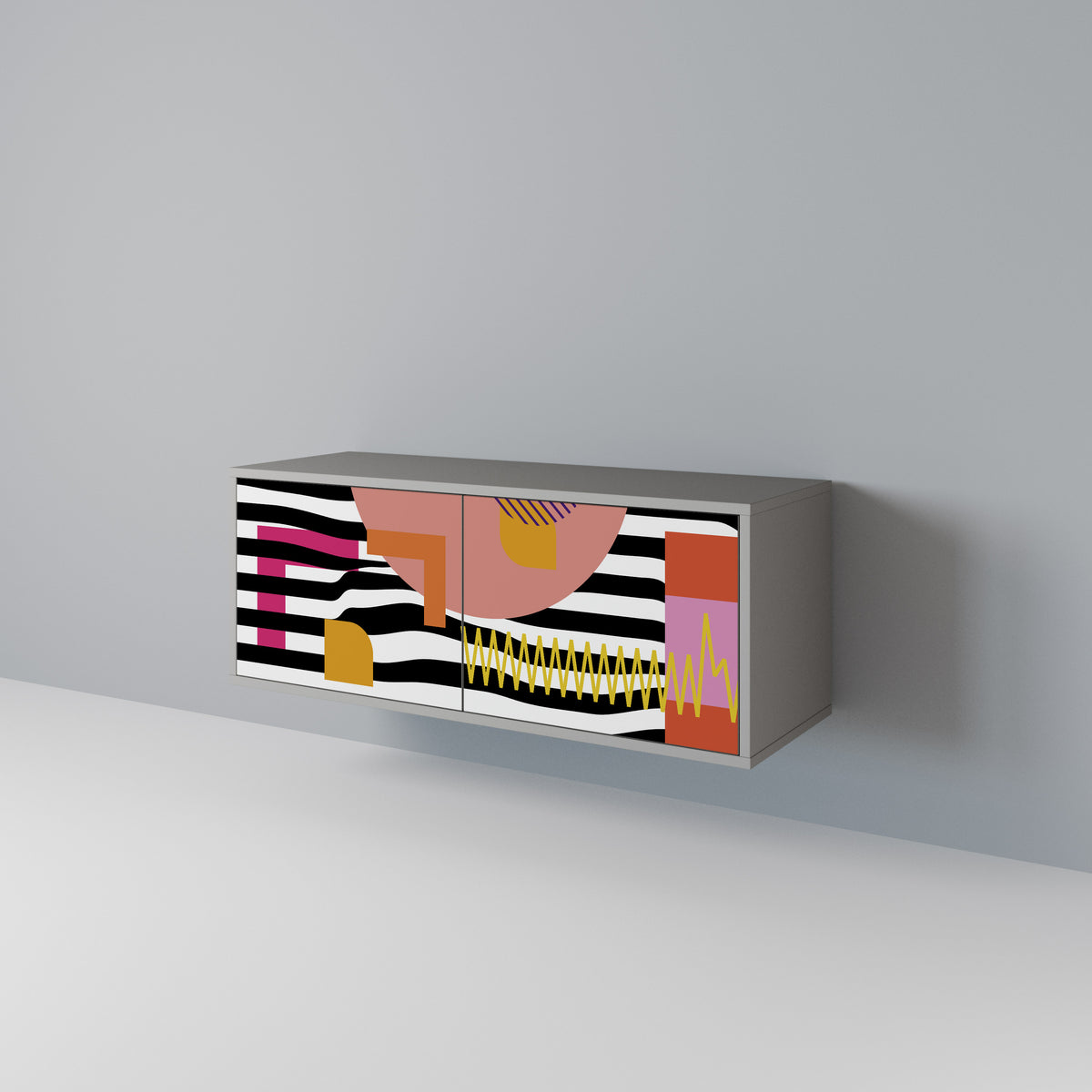 CHROMATIC ABSTRACT Kompaktní dvoudveřový TV stolek