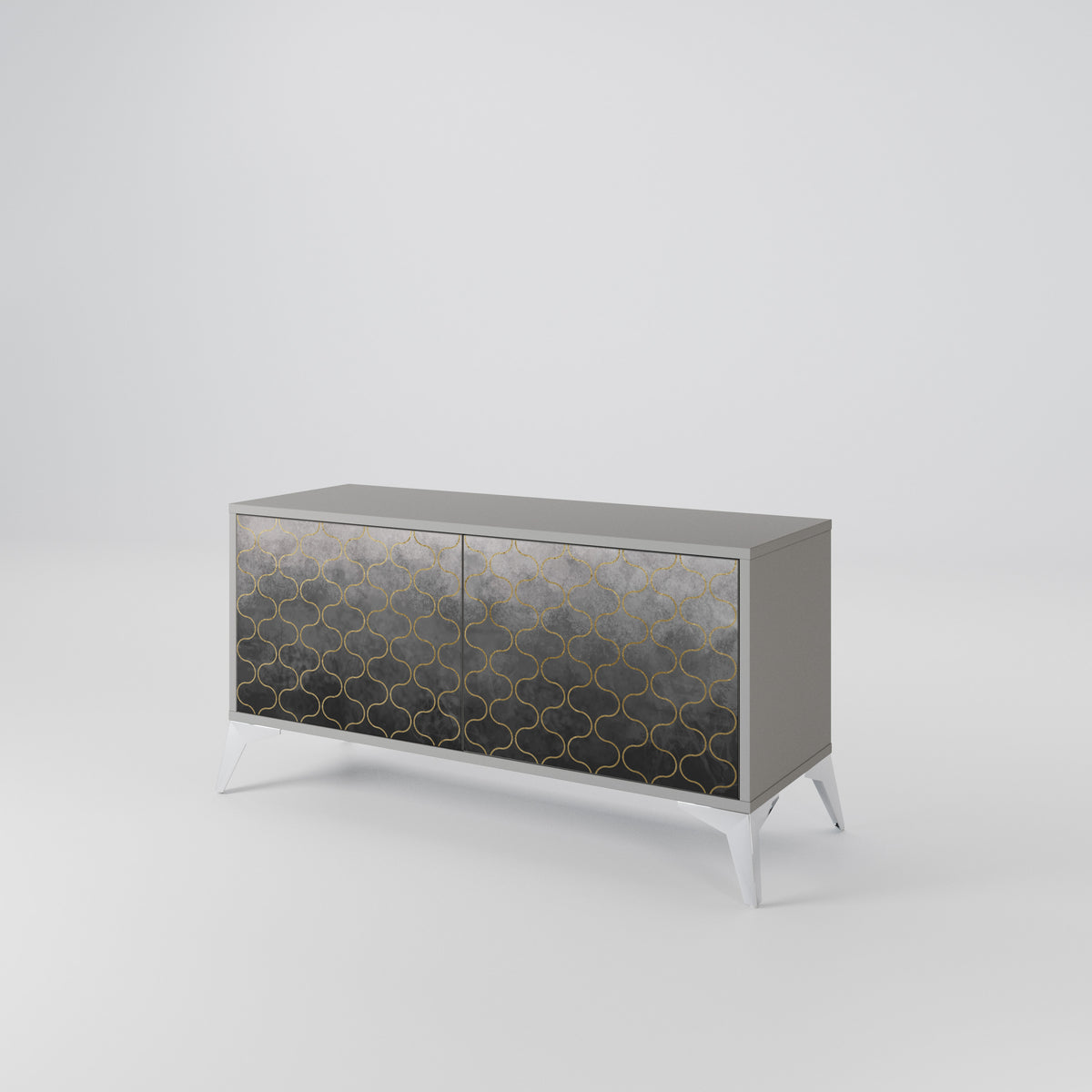 TESSELATED GRAYISH Kompaktní dvoudveřový TV stolek