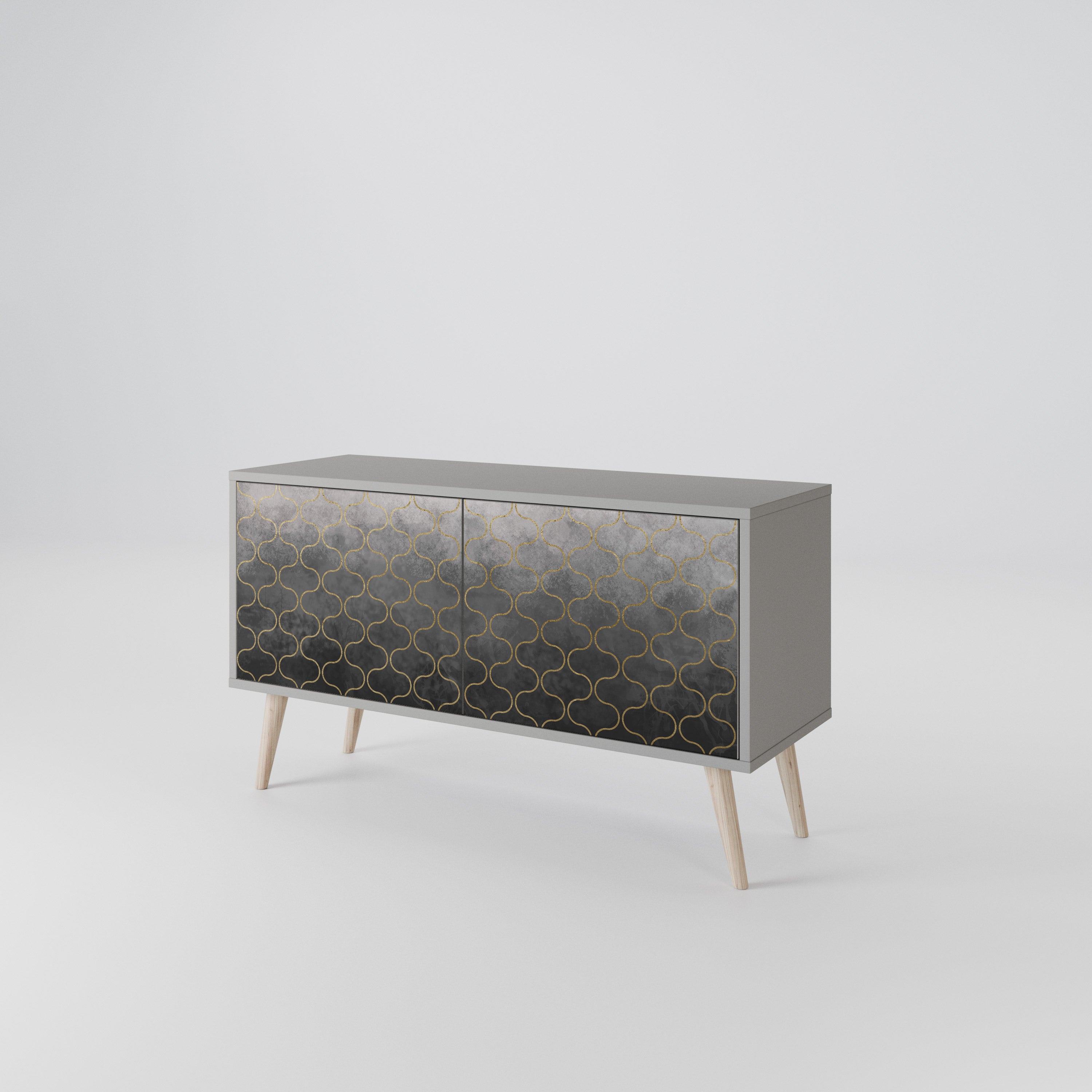 TESSELATED GRAYISH Kompaktní dvoudveřový TV stolek