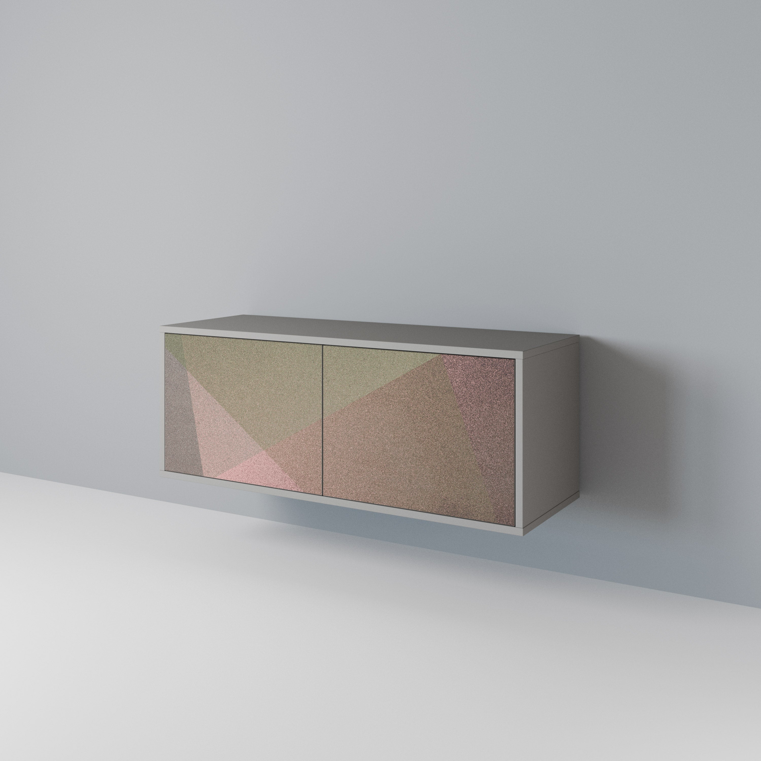 BEIGE GEOMETRY Compact 2-Door TV Cabinet