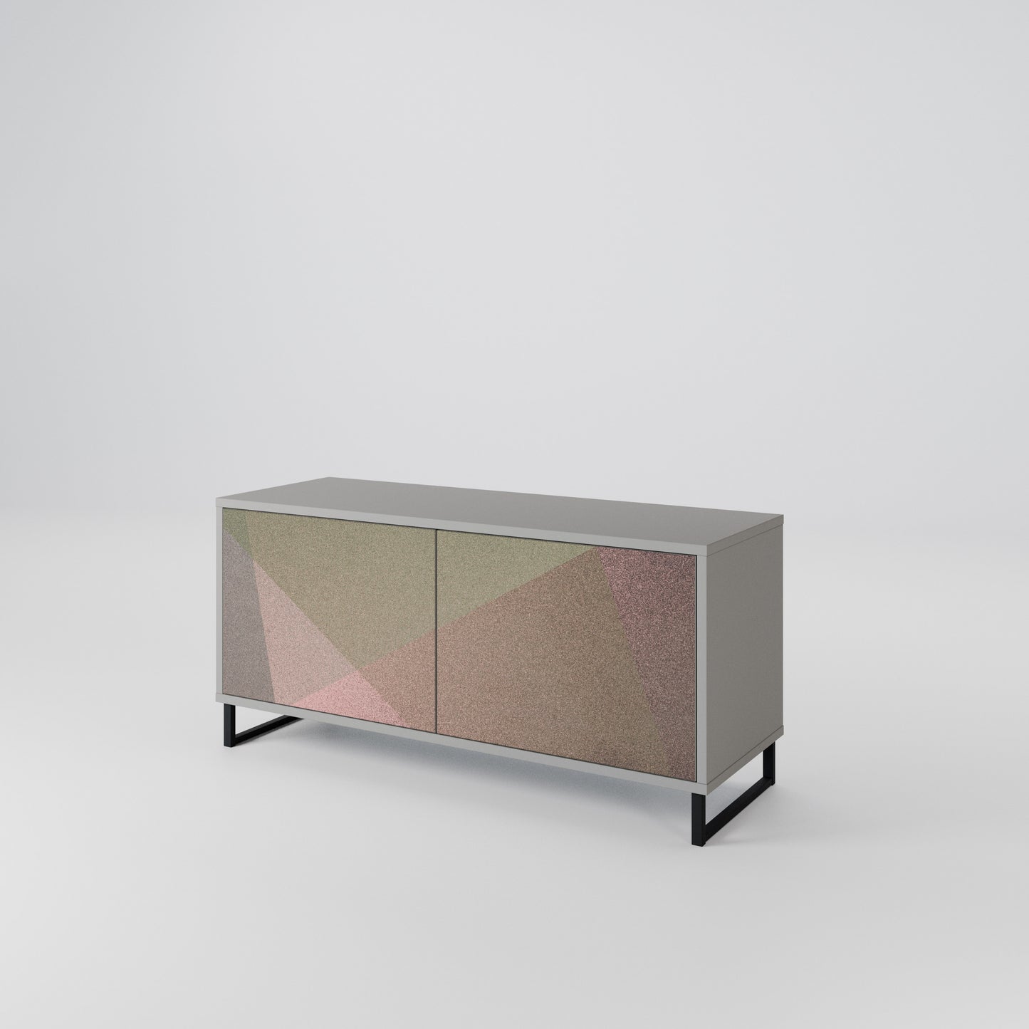 BEIGE GEOMETRY Kompaktní dvoudveřový TV stolek