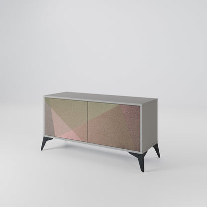 BEIGE GEOMETRY Kompaktní dvoudveřový TV stolek