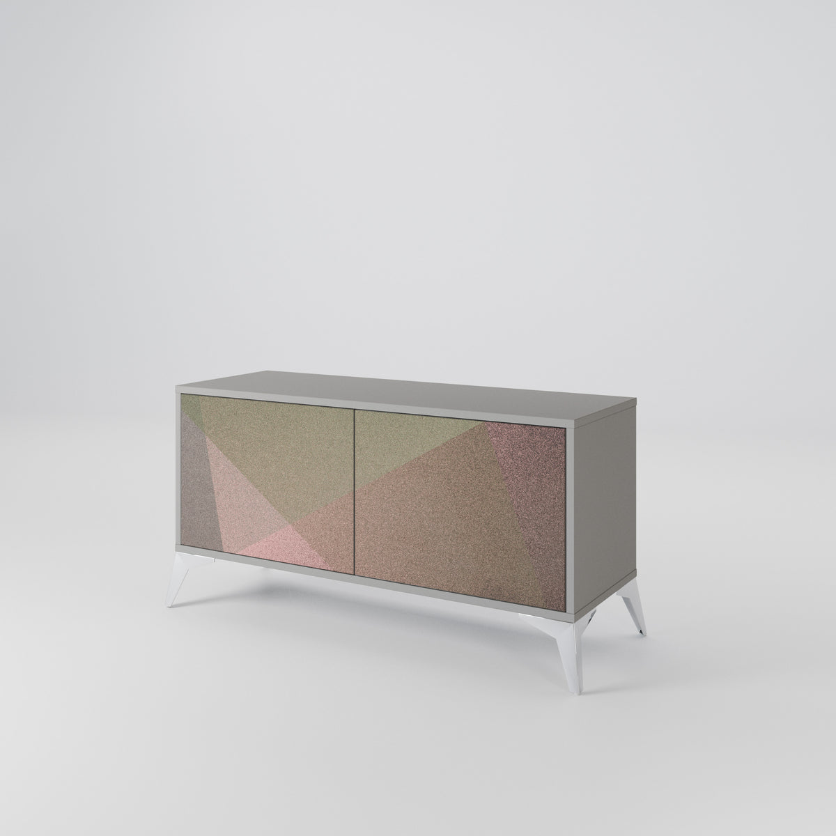 BEIGE GEOMETRY Kompaktní dvoudveřový TV stolek