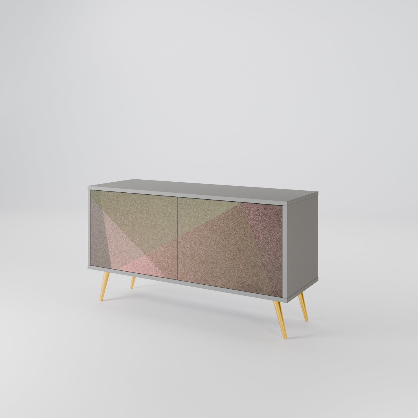 BEIGE GEOMETRY Kompaktní dvoudveřový TV stolek