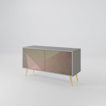 BEIGE GEOMETRY Kompaktní dvoudveřový TV stolek
