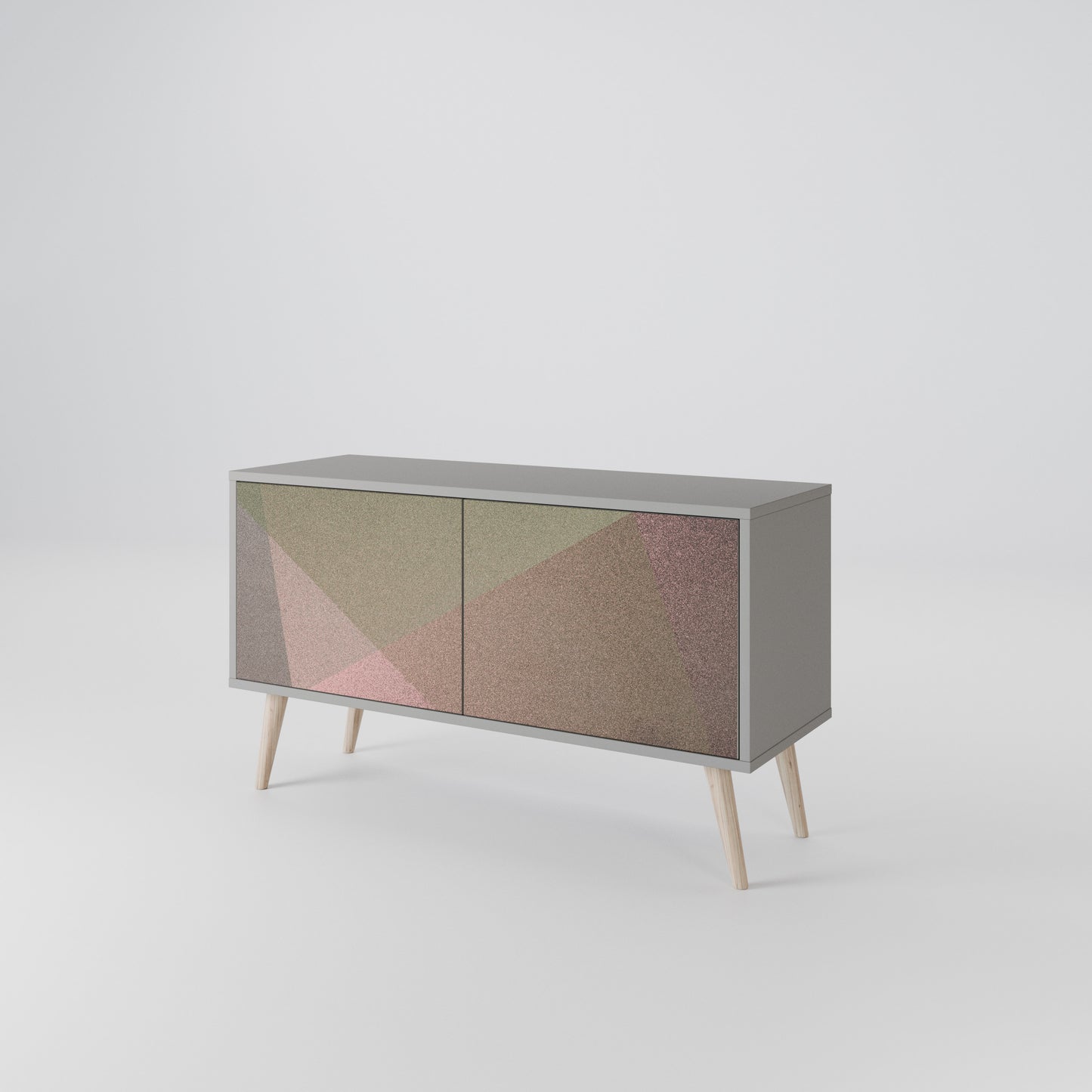 BEIGE GEOMETRY Kompaktní dvoudveřový TV stolek