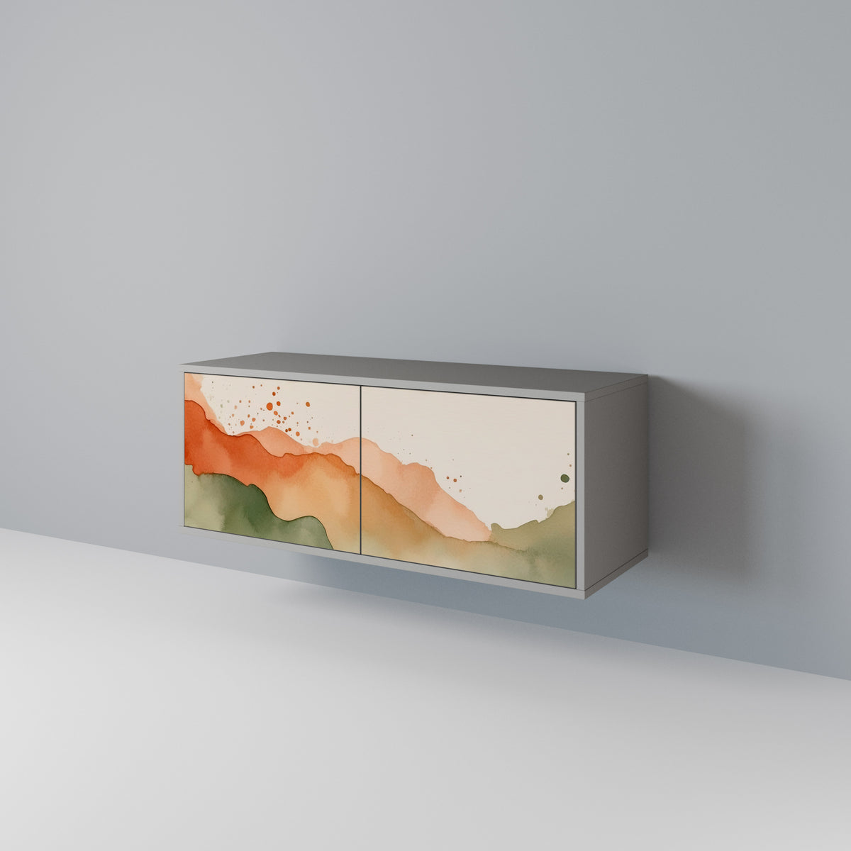 WATERCOLOUR PEAKS Kompaktní dvoudveřový TV stolek