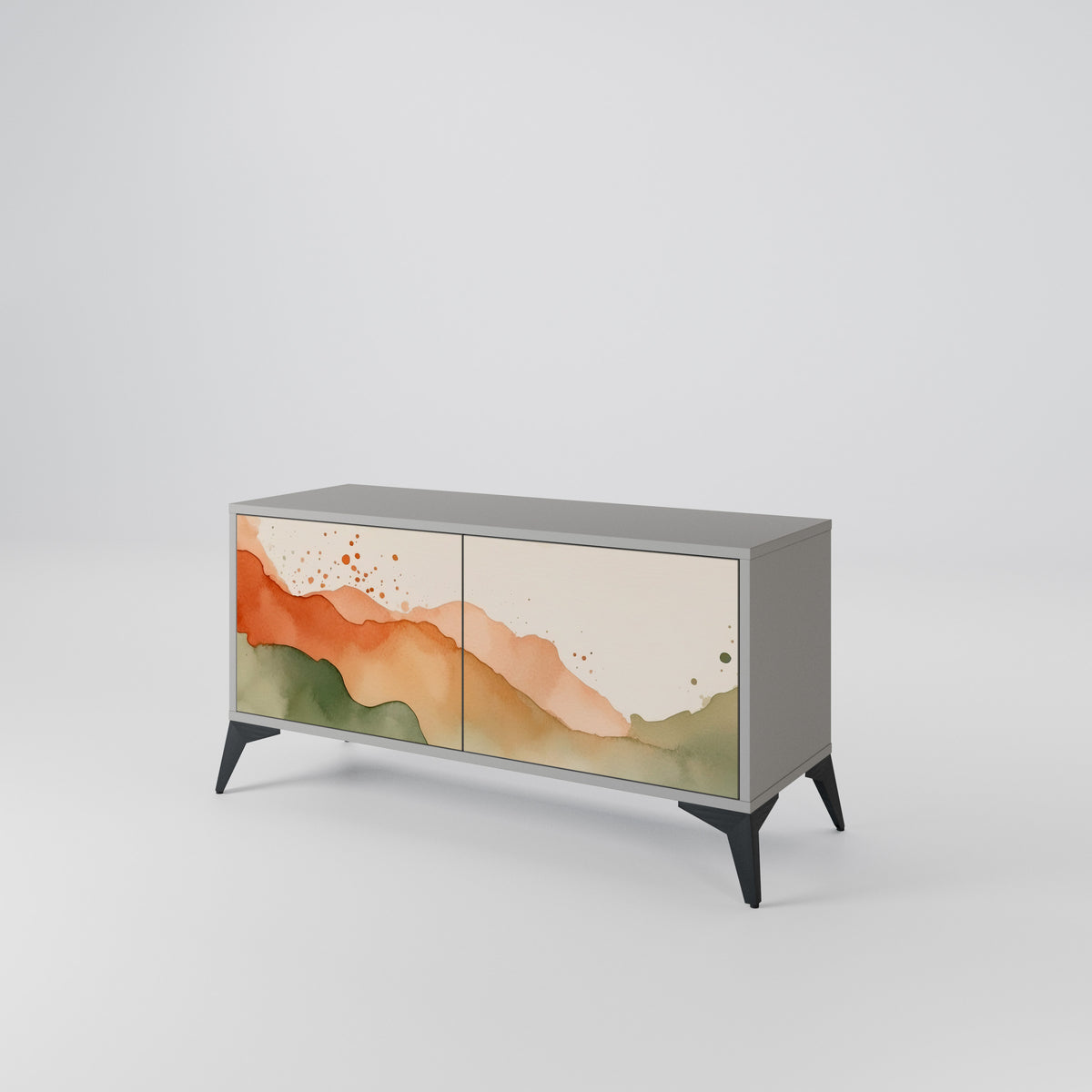WATERCOLOUR PEAKS Kompaktní dvoudveřový TV stolek