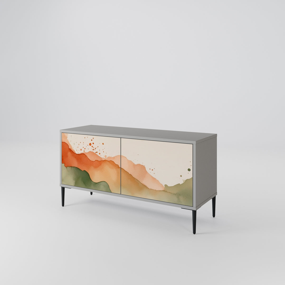 WATERCOLOUR PEAKS Kompaktní dvoudveřový TV stolek
