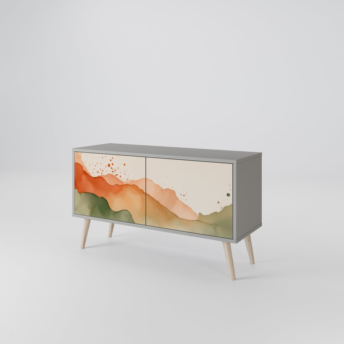WATERCOLOUR PEAKS Kompaktní dvoudveřový TV stolek