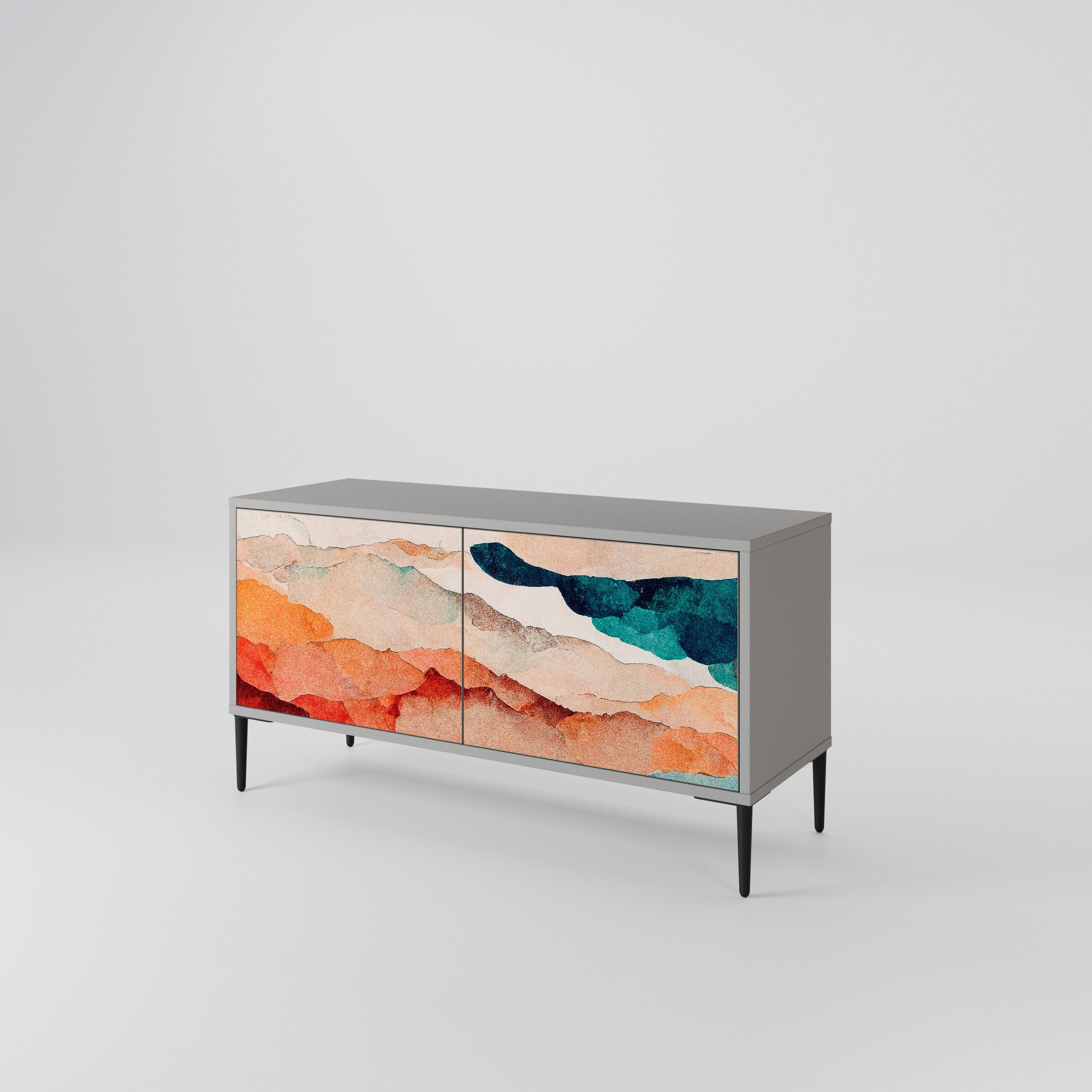ABSTRACT LANDSCAPE Compact 2-Door TV Cabinet