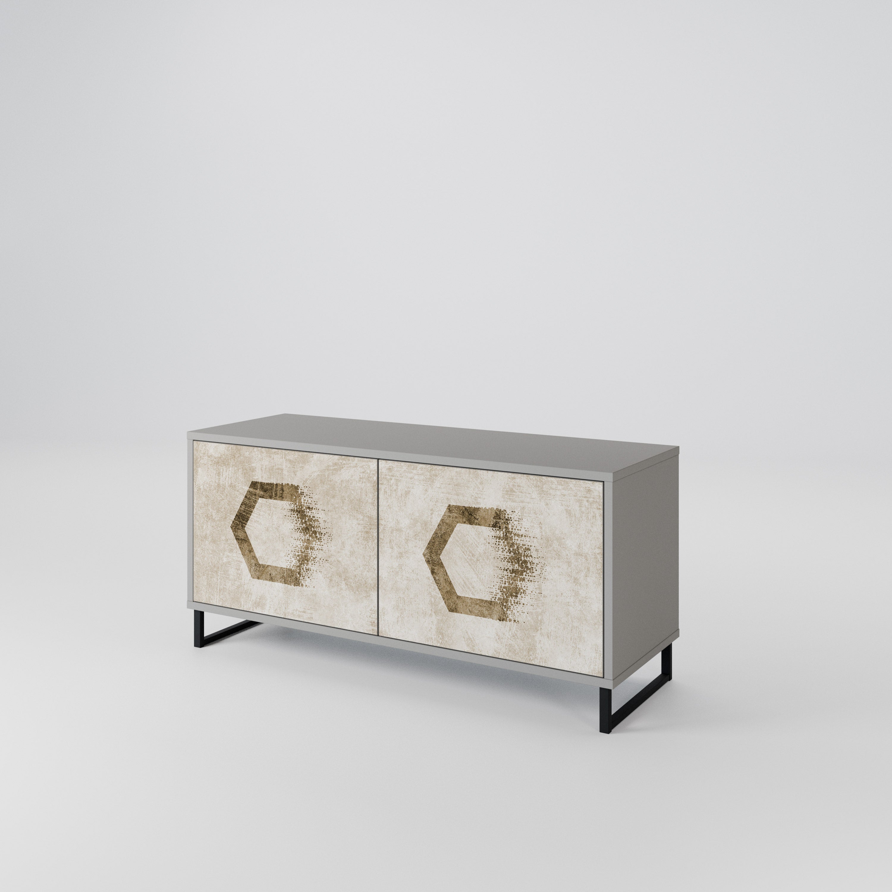 HEXAGONAL SHAPES Compact 2-Door TV Cabinet
