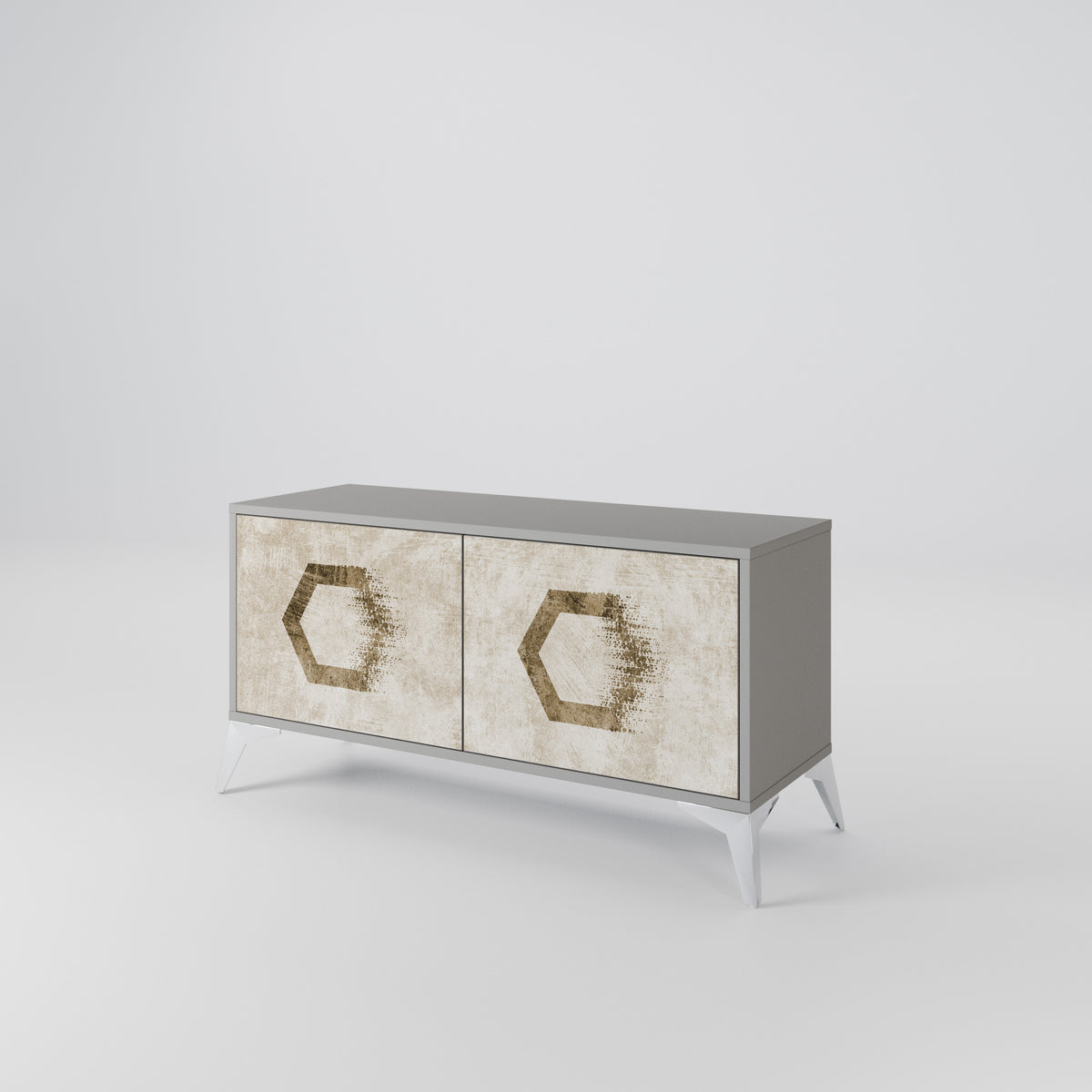 HEXAGONAL SHAPES Kompaktní dvoudveřový TV stolek