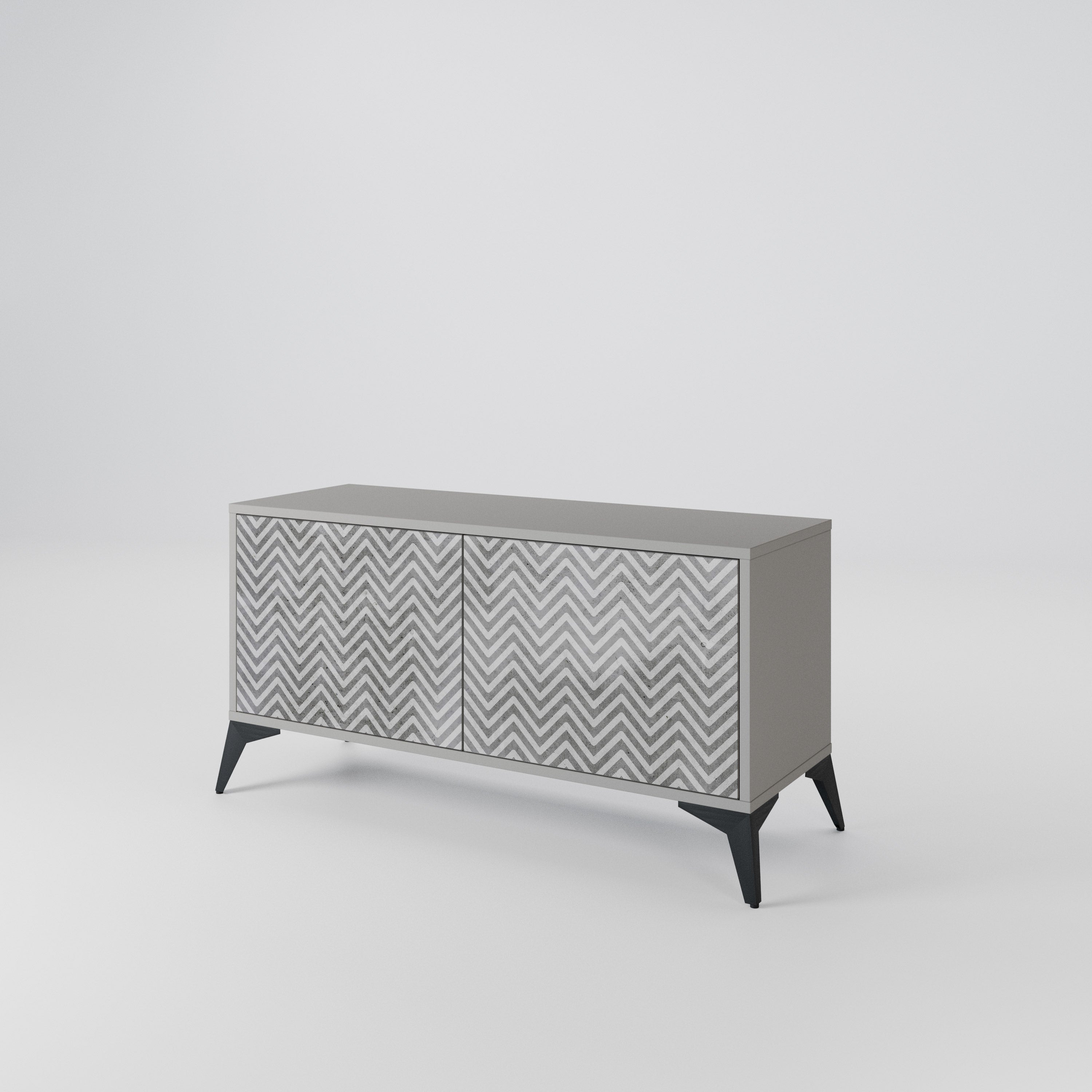 CONCRETE ZIG ZAG Compact 2-Door TV Cabinet