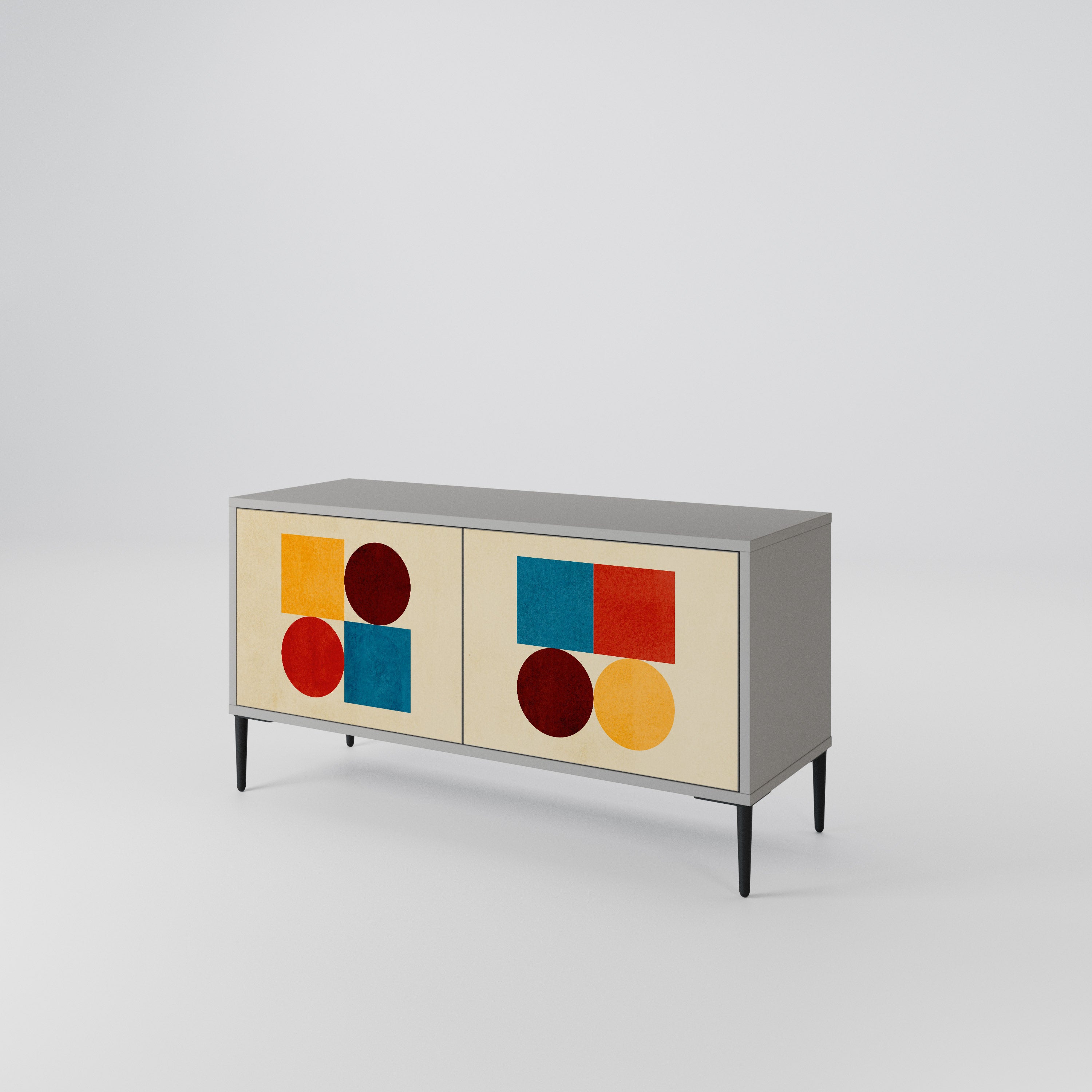 GEOMETRIC PUZZLE Compact 2-Door TV Cabinet