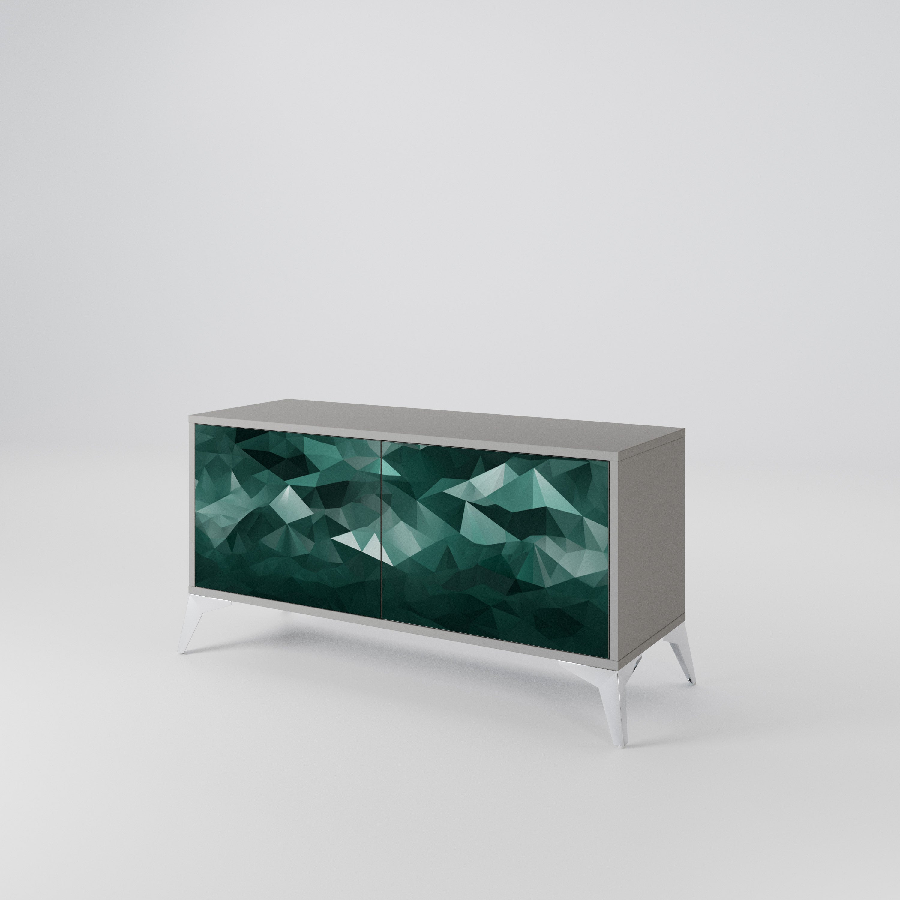 POLYGONAL FLOATING Compact 2-Door TV Cabinet
