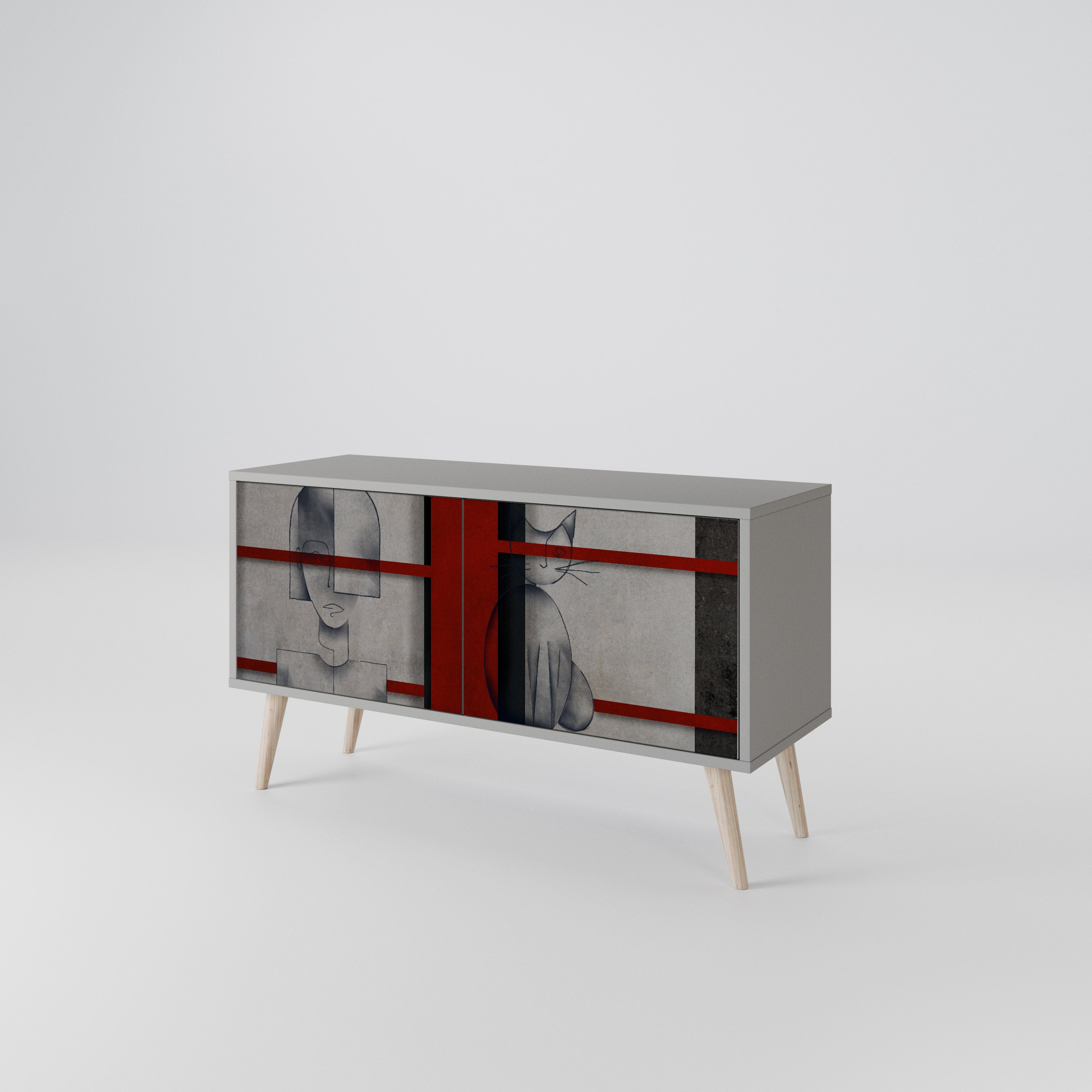 GRAY FIGURES Compact 2-Door TV Cabinet