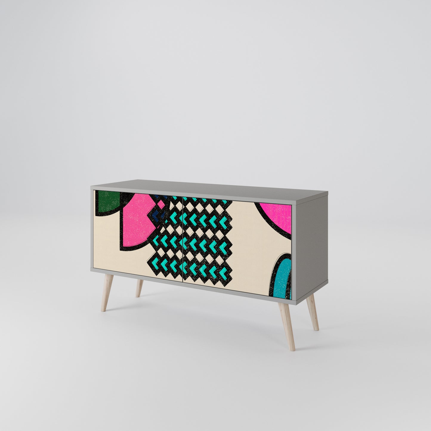 GEOMETRIC RHAPSODY Kompaktní dvoudveřový TV stolek