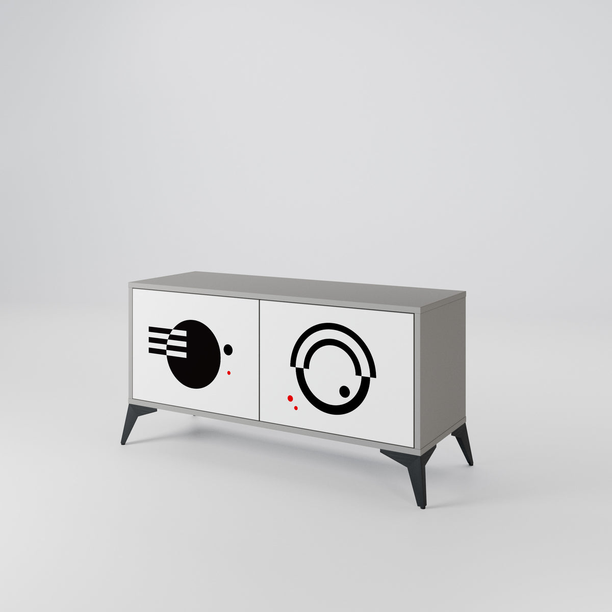BLACK AND WHITE COMBINATION Kompaktní dvoudveřový TV stolek