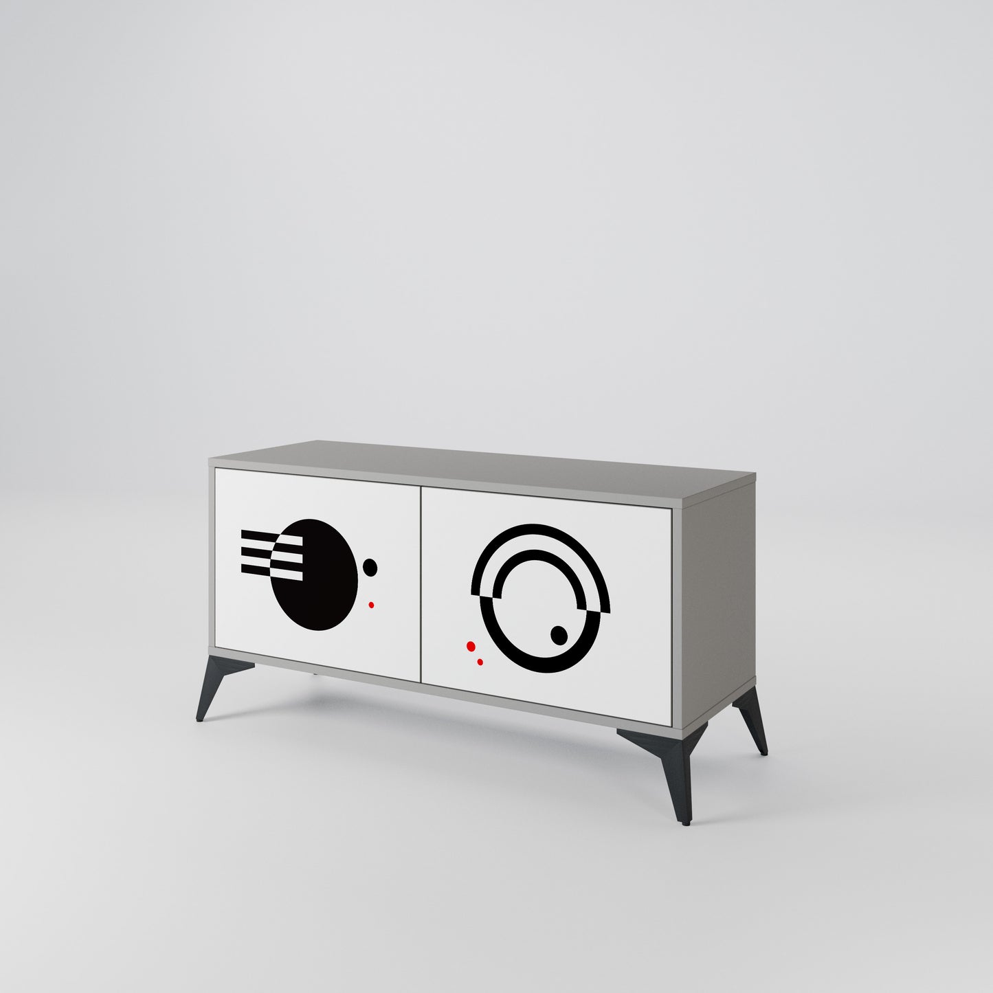 BLACK AND WHITE COMBINATION Kompaktní dvoudveřový TV stolek