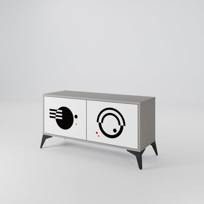 BLACK AND WHITE COMBINATION Kompaktní dvoudveřový TV stolek