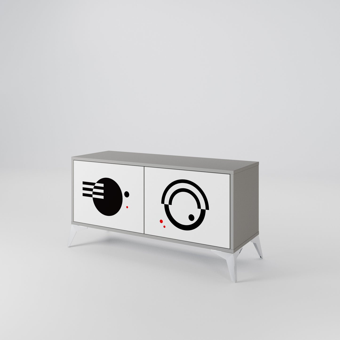 BLACK AND WHITE COMBINATION Kompaktní dvoudveřový TV stolek