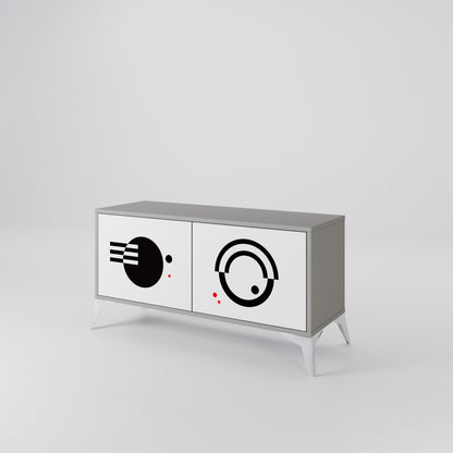 BLACK AND WHITE COMBINATION Kompaktní dvoudveřový TV stolek