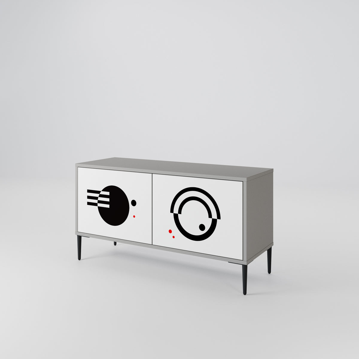 BLACK AND WHITE COMBINATION Kompaktní dvoudveřový TV stolek