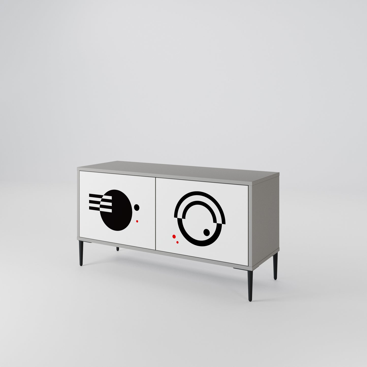 BLACK AND WHITE COMBINATION Kompaktní dvoudveřový TV stolek