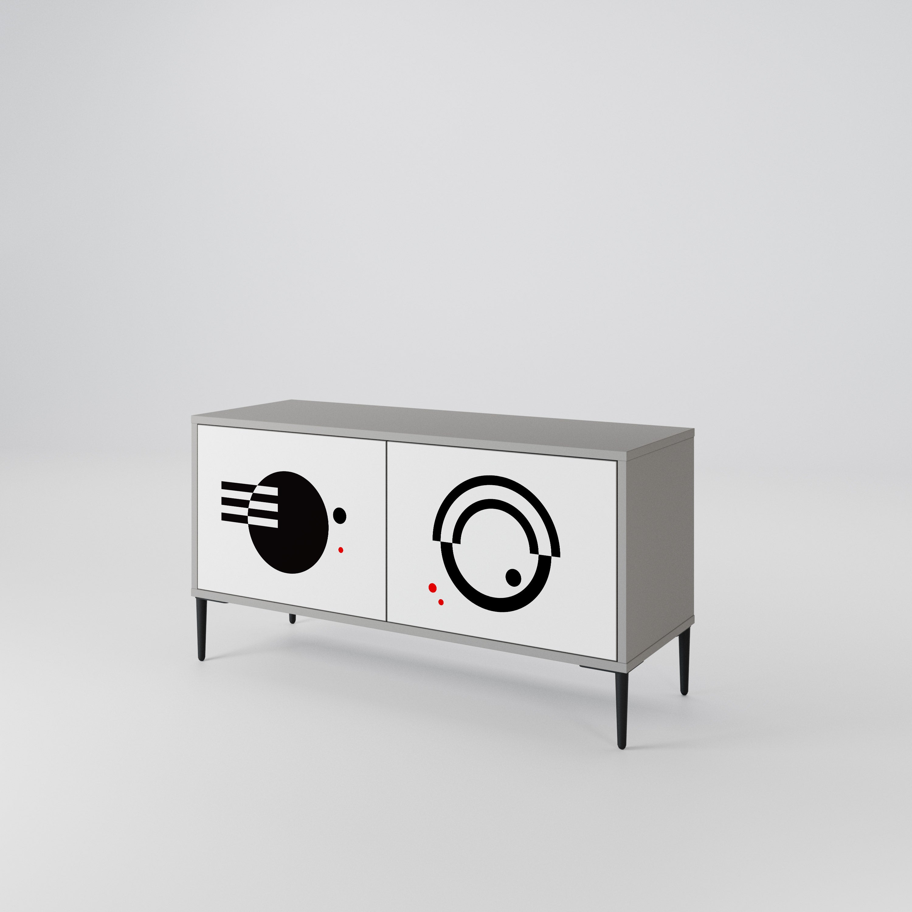 BLACK AND WHITE COMBINATION Compact 2-Door TV Cabinet