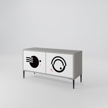 BLACK AND WHITE COMBINATION Kompaktní dvoudveřový TV stolek