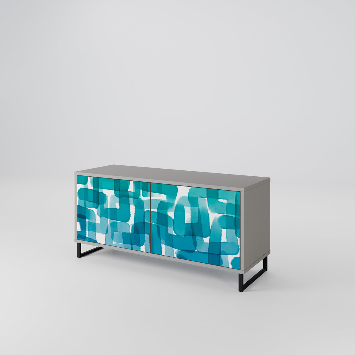 TURQUOISE RECTANGLES Kompaktní dvoudveřový TV stolek
