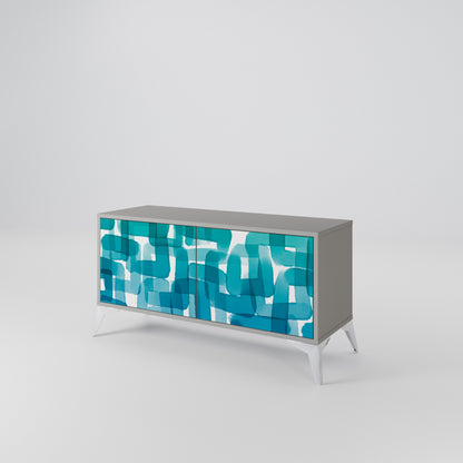 TURQUOISE RECTANGLES Kompaktní dvoudveřový TV stolek