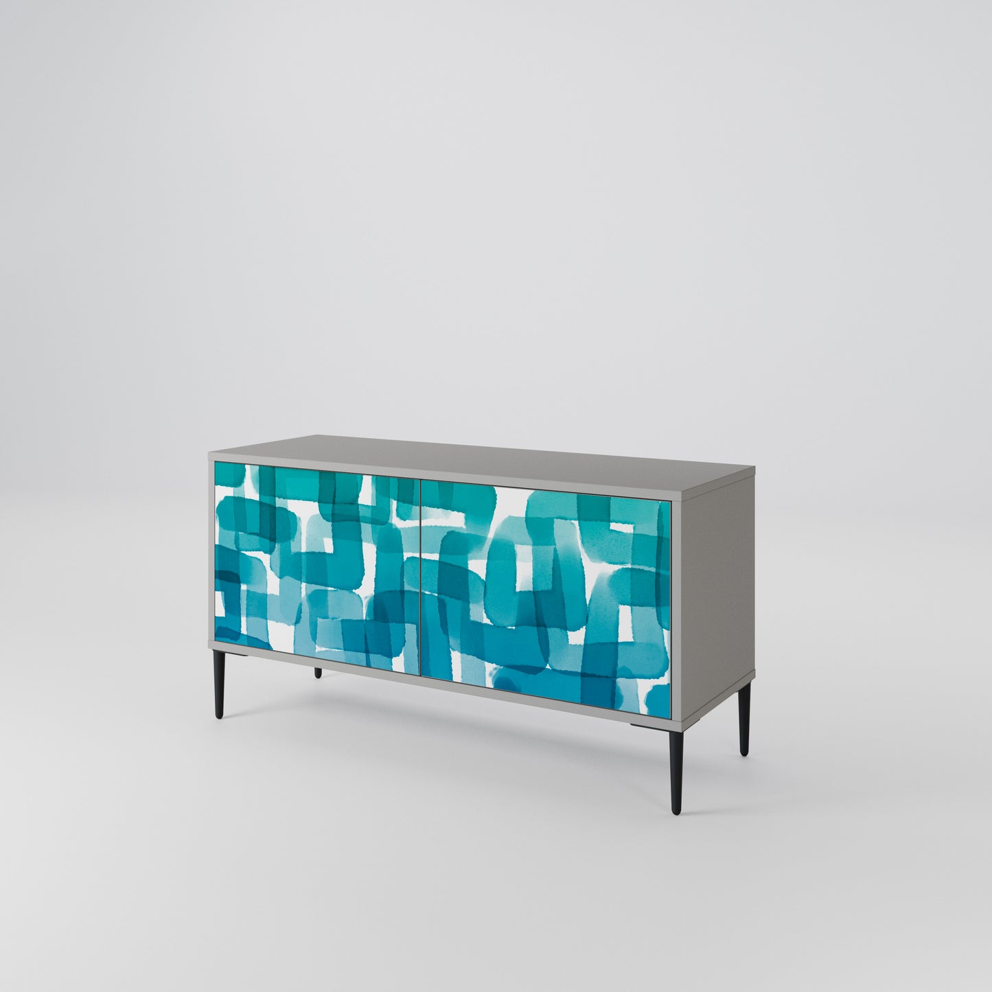 TURQUOISE RECTANGLES Kompaktní dvoudveřový TV stolek
