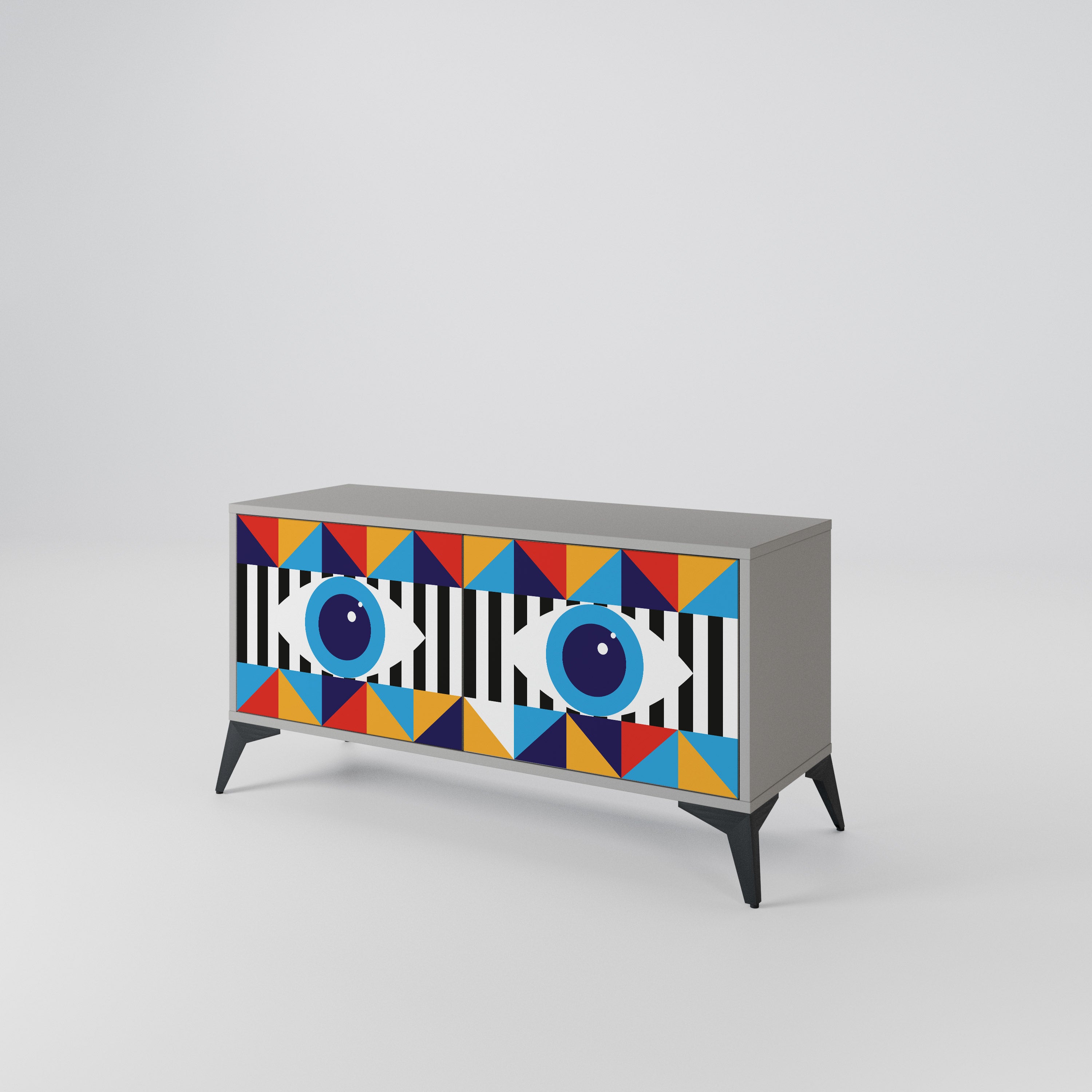 ABSTRACTION AND GEOMETRY Compact 2-Door TV Cabinet