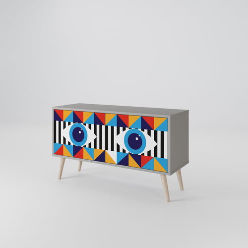 ABSTRACTION AND GEOMETRY Compact 2-Door TV Cabinet