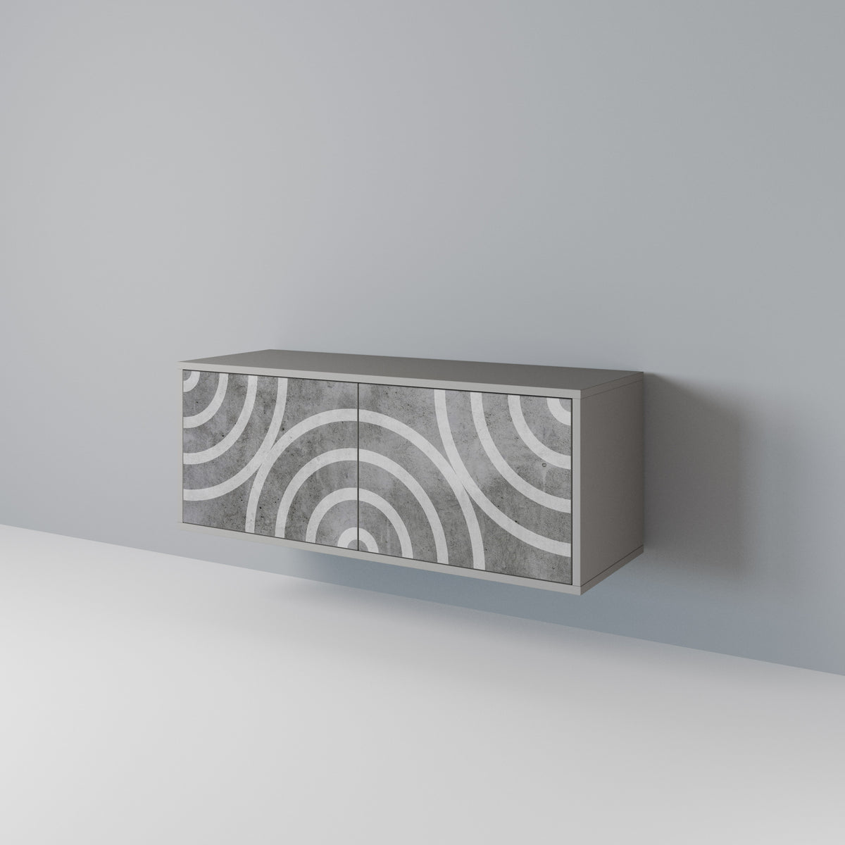 CIRCLE CONCRETE Kompaktní dvoudveřový TV stolek