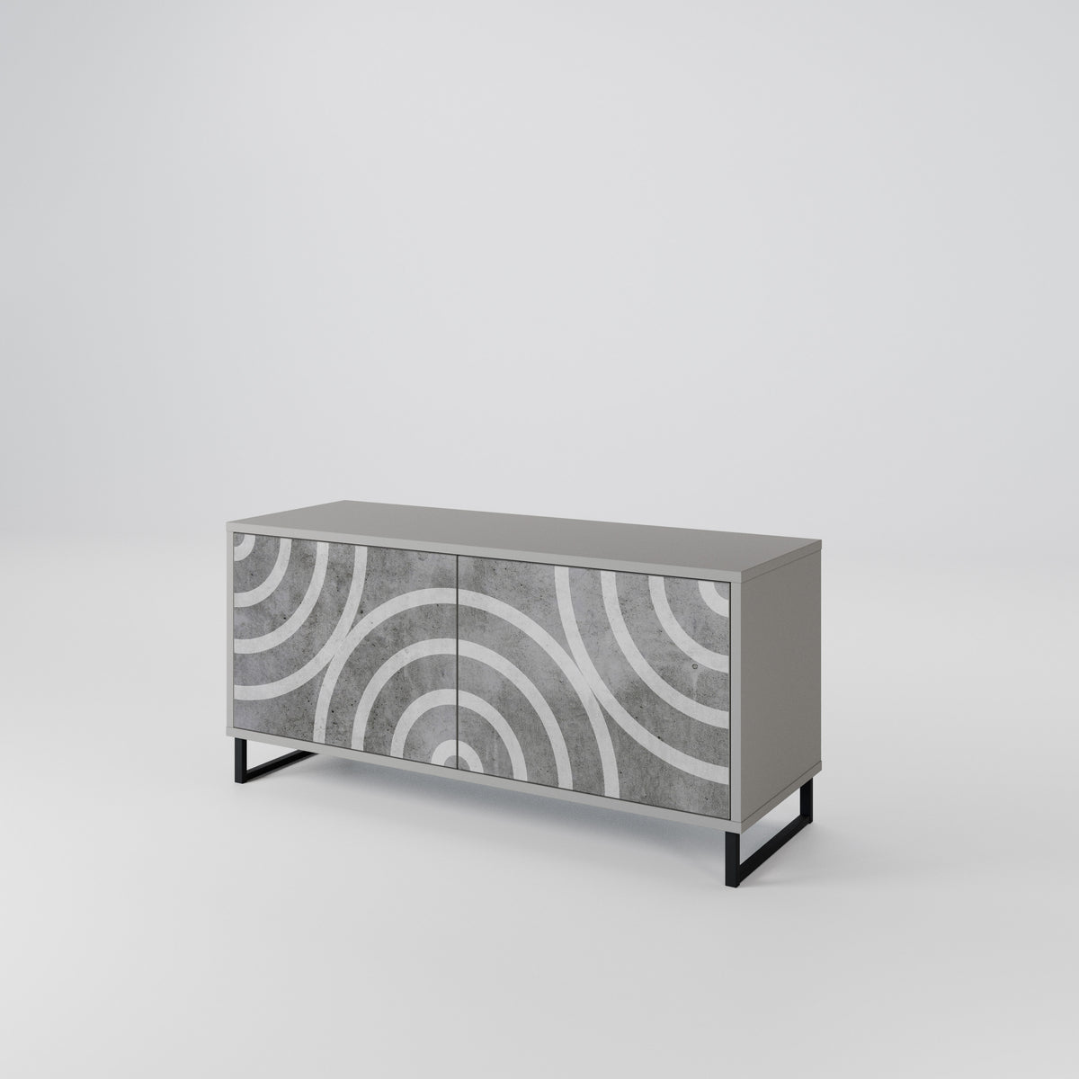 CIRCLE CONCRETE Kompaktní dvoudveřový TV stolek