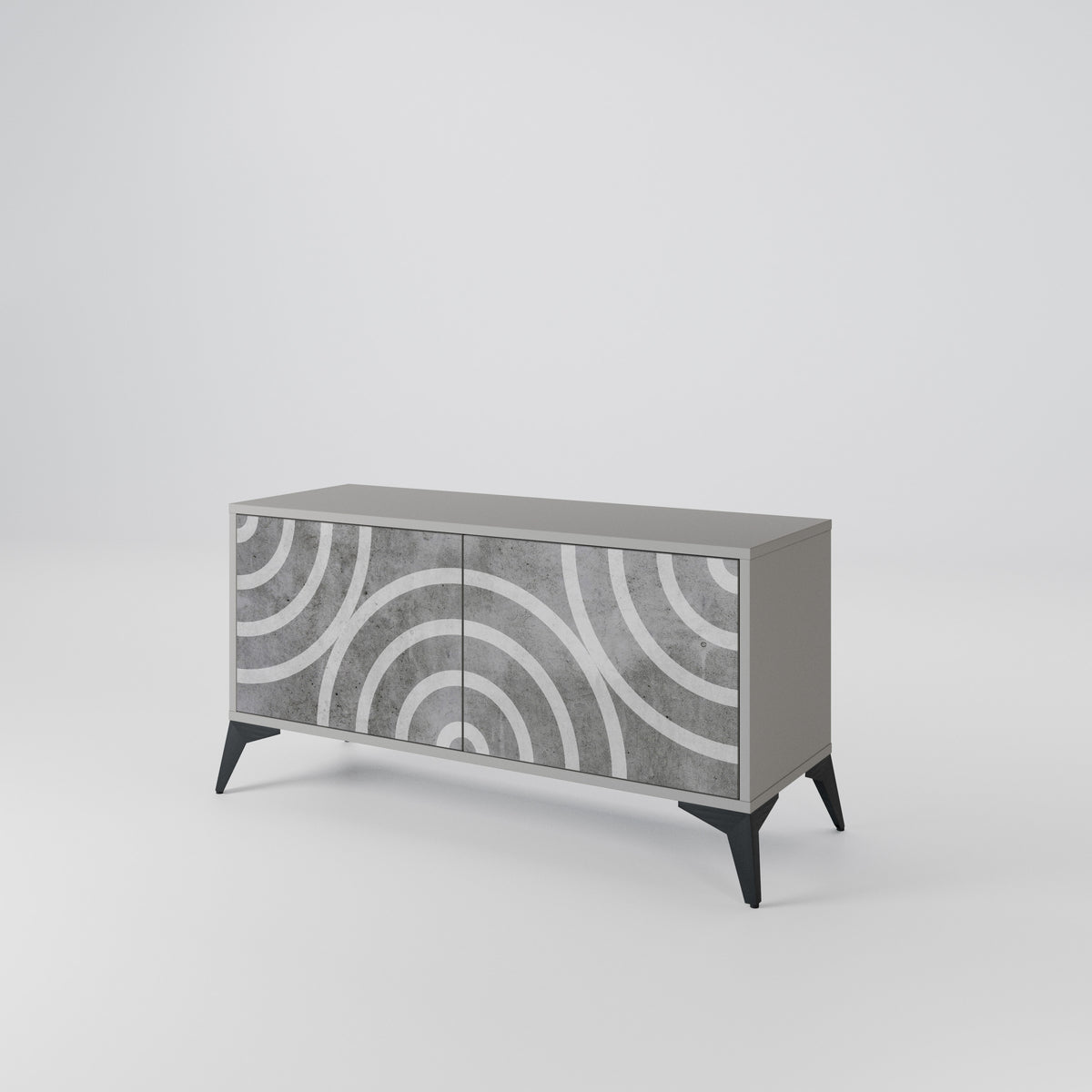 CIRCLE CONCRETE Kompaktní dvoudveřový TV stolek