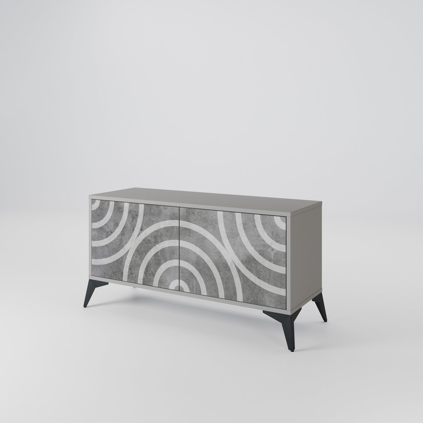 CIRCLE CONCRETE Kompaktní dvoudveřový TV stolek