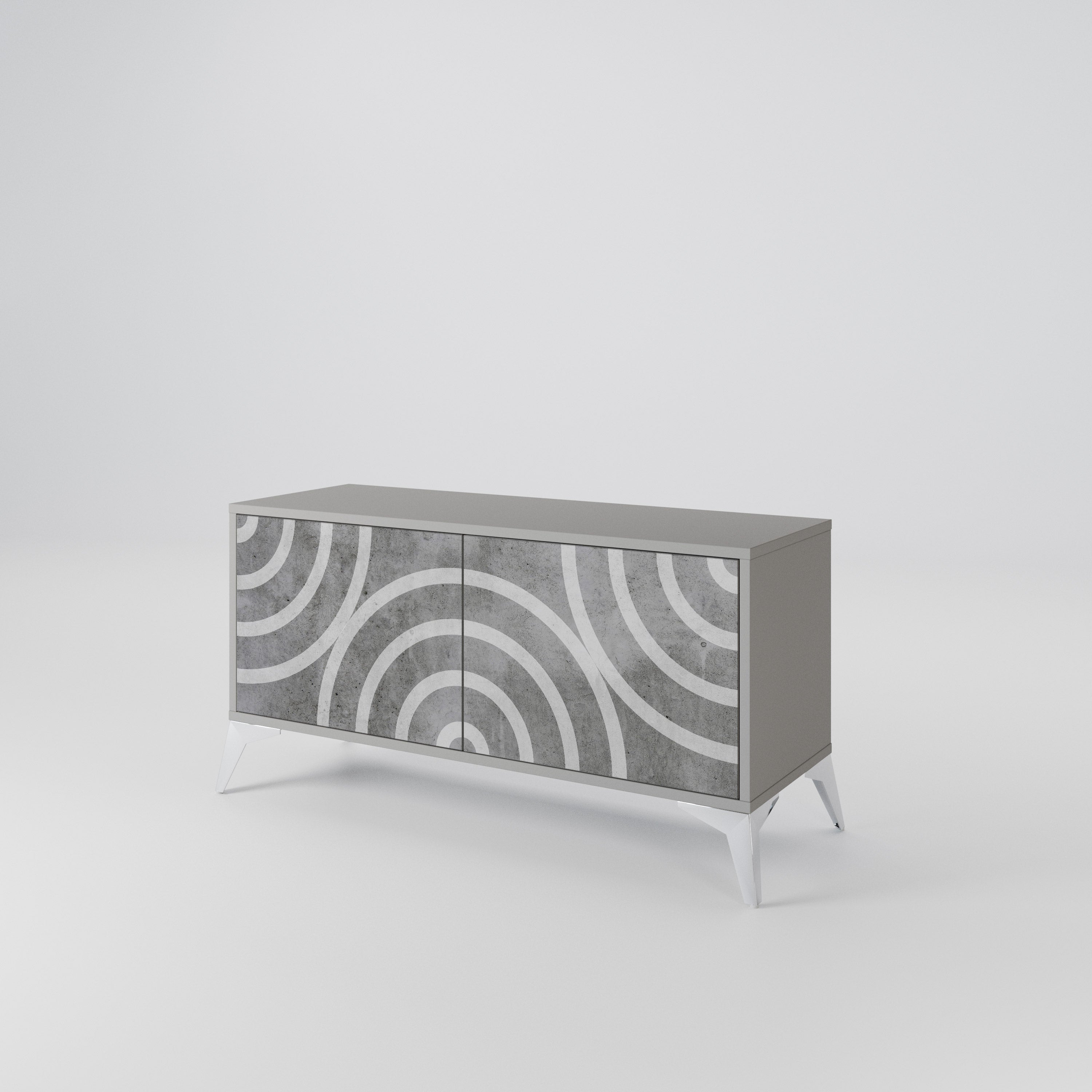 CIRCLE CONCRETE Compact 2-Door TV Cabinet