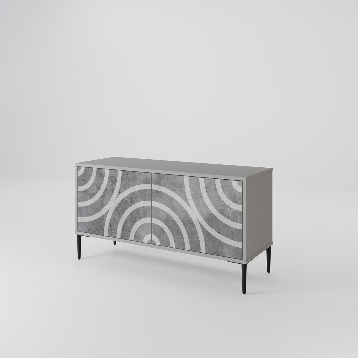 CIRCLE CONCRETE Kompaktní dvoudveřový TV stolek