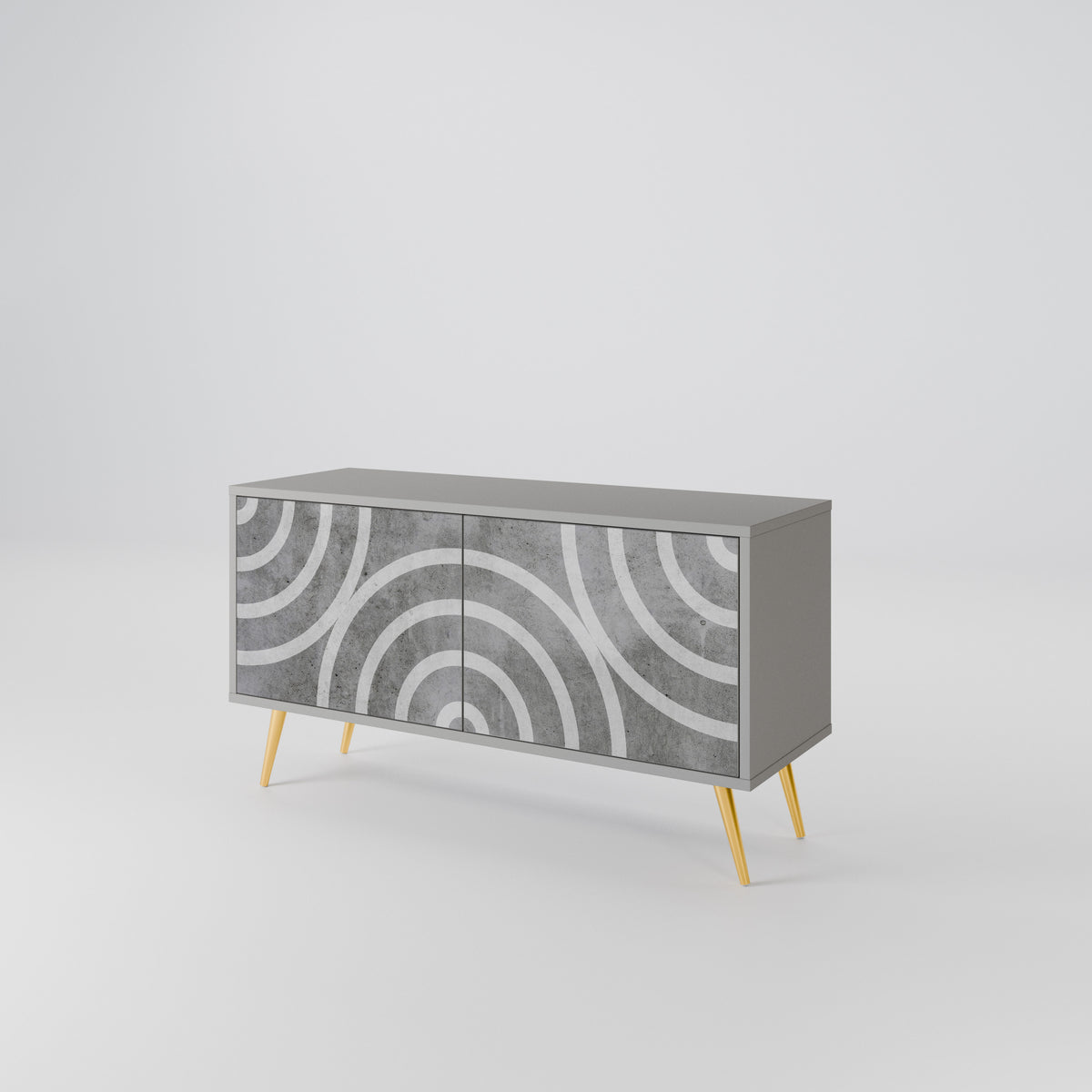 CIRCLE CONCRETE Kompaktní dvoudveřový TV stolek