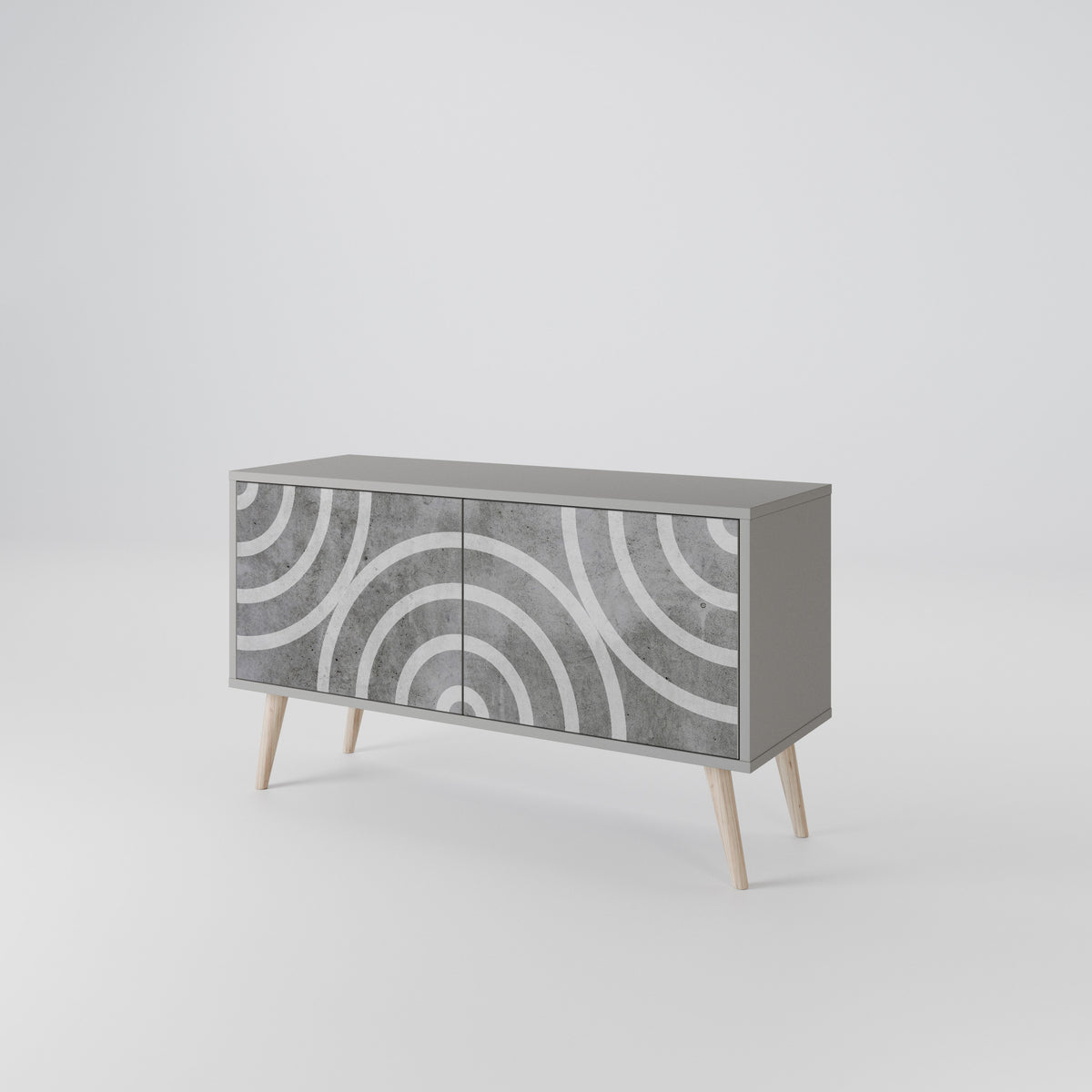 CIRCLE CONCRETE Kompaktní dvoudveřový TV stolek