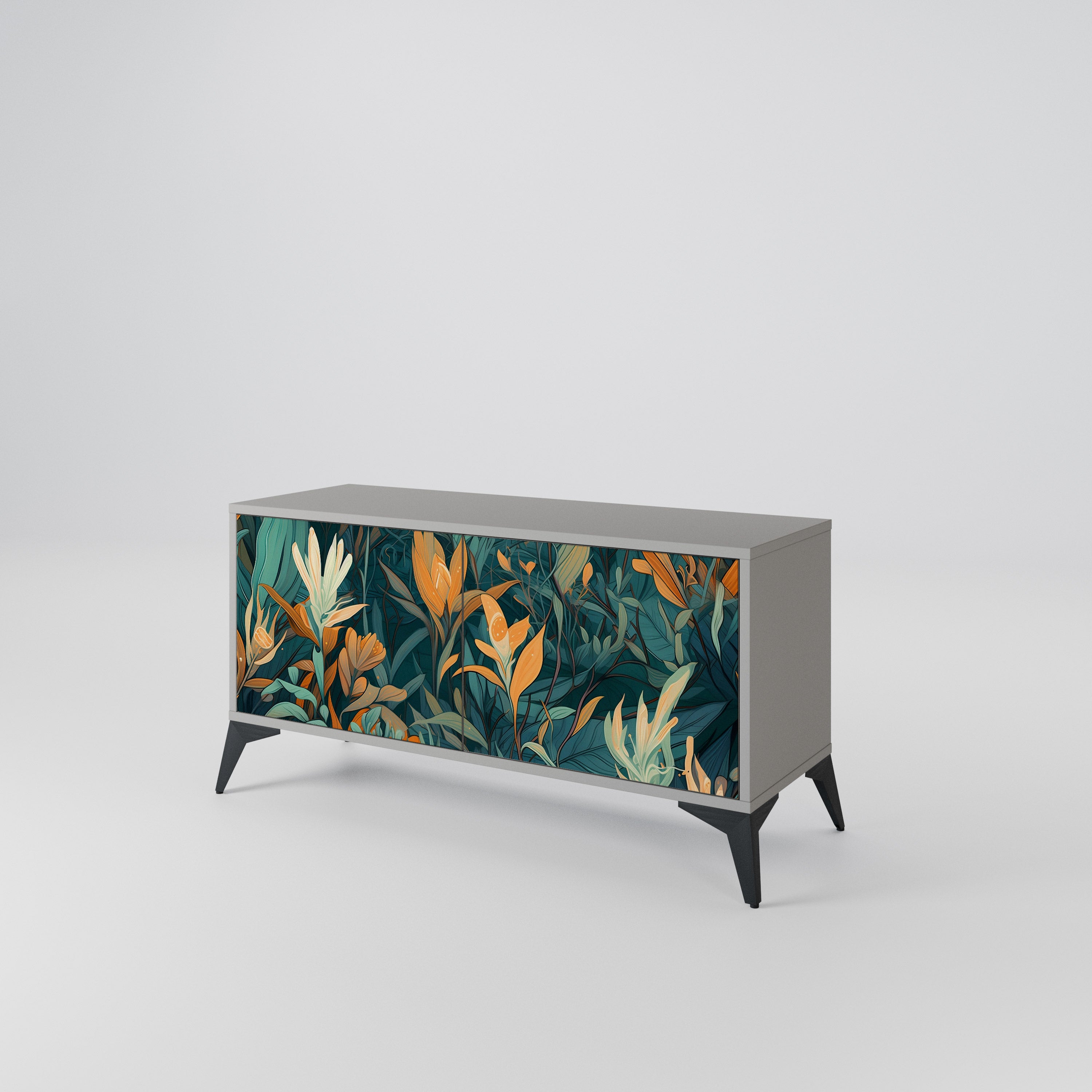 FLORAL SERENITY Compact 2-Door TV Cabinet